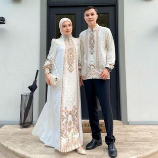 Couple Pasangan Lebaran Sarimbit Kayrina Baju Muslim Kondangan Motif Printing
