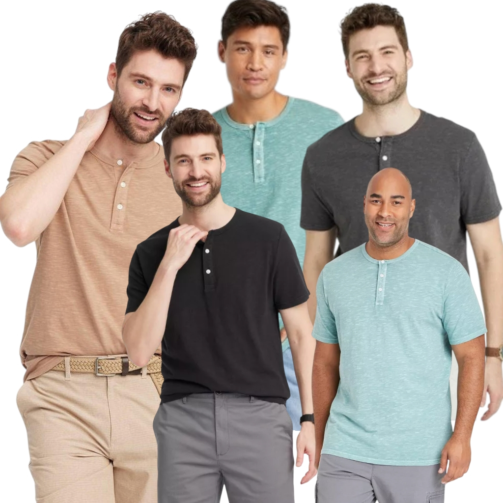 [AMM151] เสื้อยืด GF Henley - เสื้อยืดแขนสั้นผู้ชาย