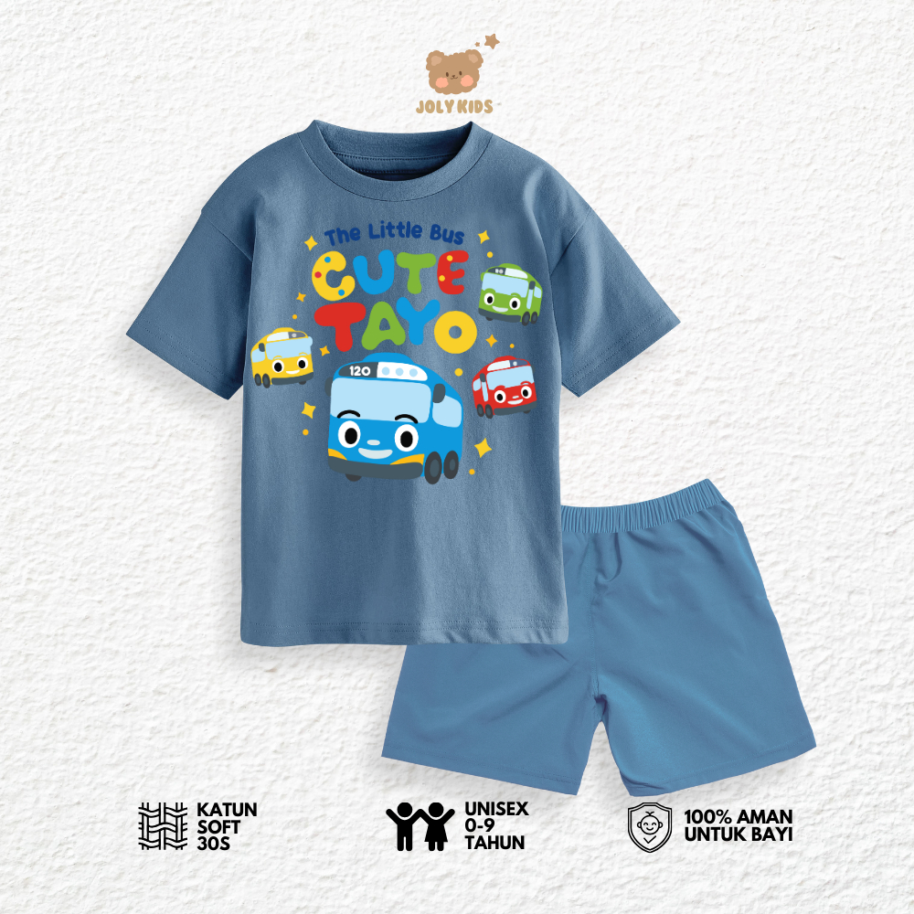Jolly Kids CUTE BUS T-Shirt Set สําหรับเด็กชายและเด็กหญิง อายุ 1-9 ปี