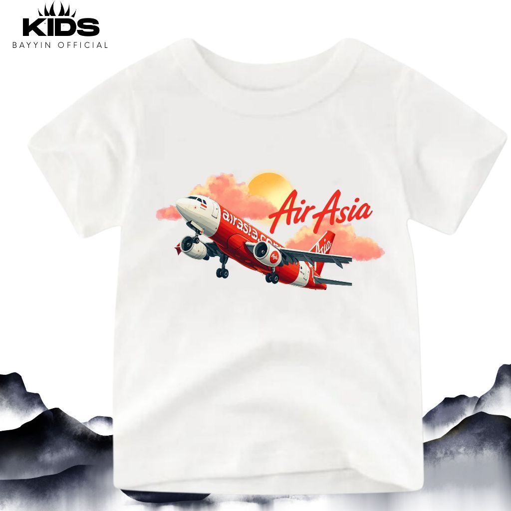 Kids Bayin Official AIR ASIA NEWS เสื้อยืดเด็ก//เสื้อยืดเด็กทําจากพรีเมี่ยม 30s หวีวัสดุ AIR ASIA NE