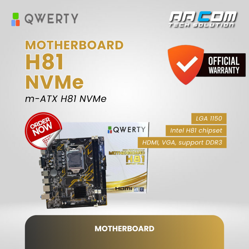 QWERTY H81 NVME MOTHERBOARD SOCKET 1150 DDR3 INTEL GEN 4