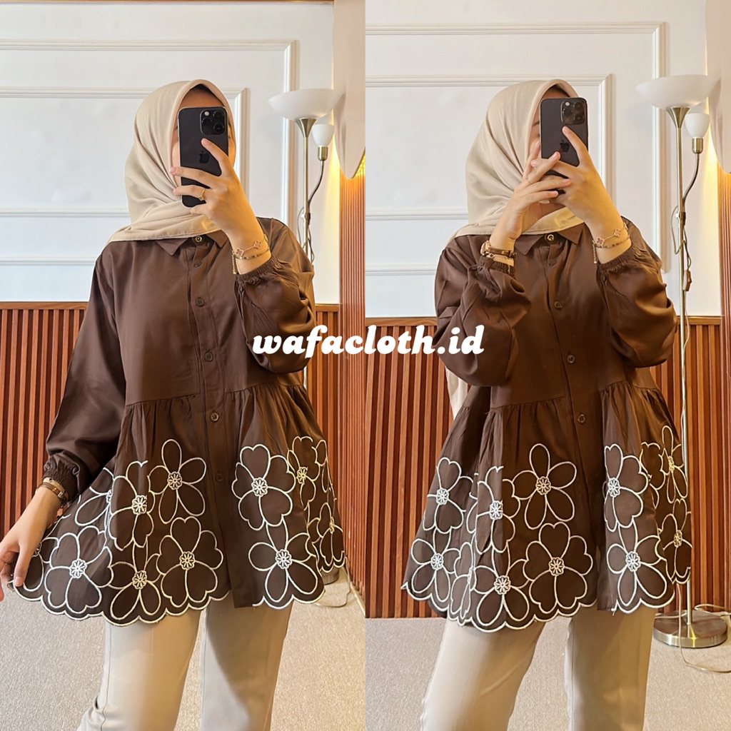 KEIKO BLOUSE RAYON TWILL EMBROIDERY