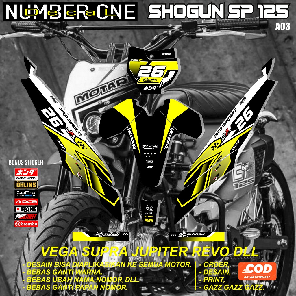 สติ๊กเกอร์ RBT SHOGUN SP 125 MOTOR RBT BEBEK MODIF SUPERMOTO YZ CRF KLX KX KTM RBT รหัส A03