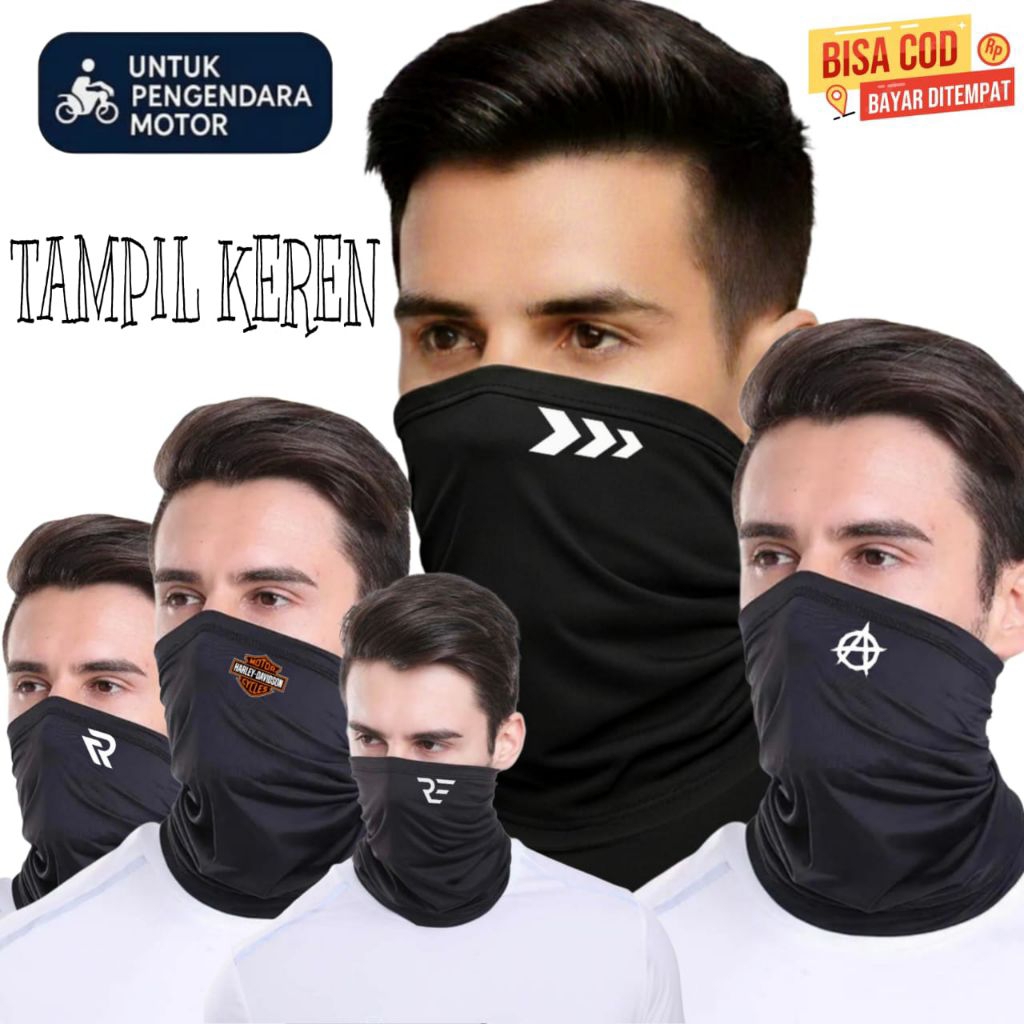 หน้ากากผ้า Buff Bandana สีดําและอเนกประสงค์