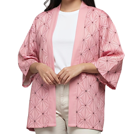 Haori Kimono Nezuko 3.3 Demon Slayer คาร์ดิแกนคอสเพลย์ Kimetsu no Yaiba - วัสดุระดับพรีเมียม