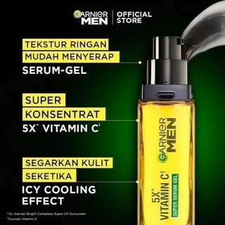 GARNIER Men Serum Wajah Mencerahkan Turbo Bright 5x Vitamin C - 30ml Serum Skincare Pria Wajah Anti Kusam 5x Lebih Cepat Garnier Vitamin C Serum