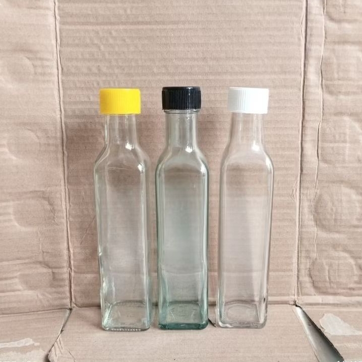 ขวดแก้ว 250ML SQUARE, ขวดแก้วขนาด 250 มล. พร้อมขวดน้ําผึ้งขนาด 250 มล., ขวดน้ํามัน 250 มล.