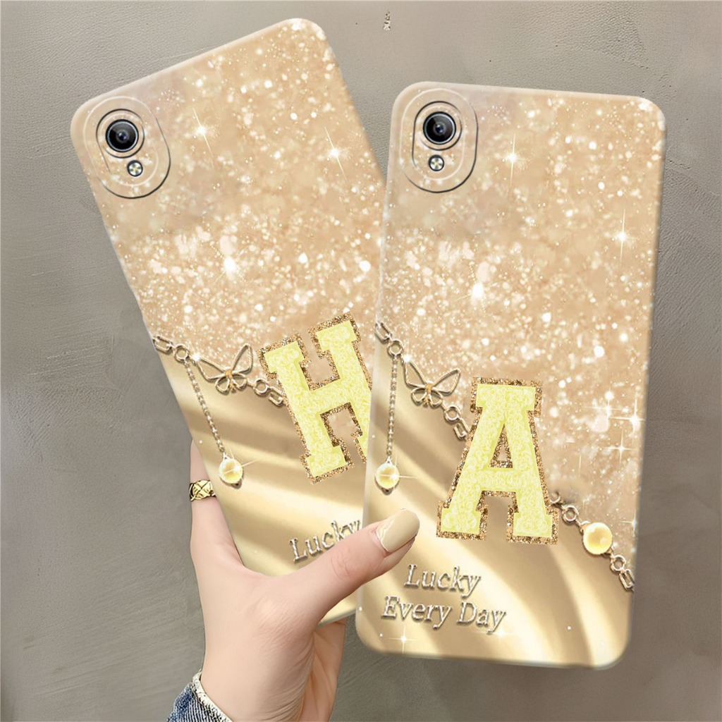 (FA-01) VI Y91C - Y1S - Y91 - Y93 - Y95 Softcase Procamera Silicon Case สีเหลือง motif Inisis Silico