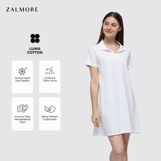 Zalmore Polo Dress | LUMA Cotton™ Premium - Dress Wanita Lembut Ringan Sejuk Anti Nerawang