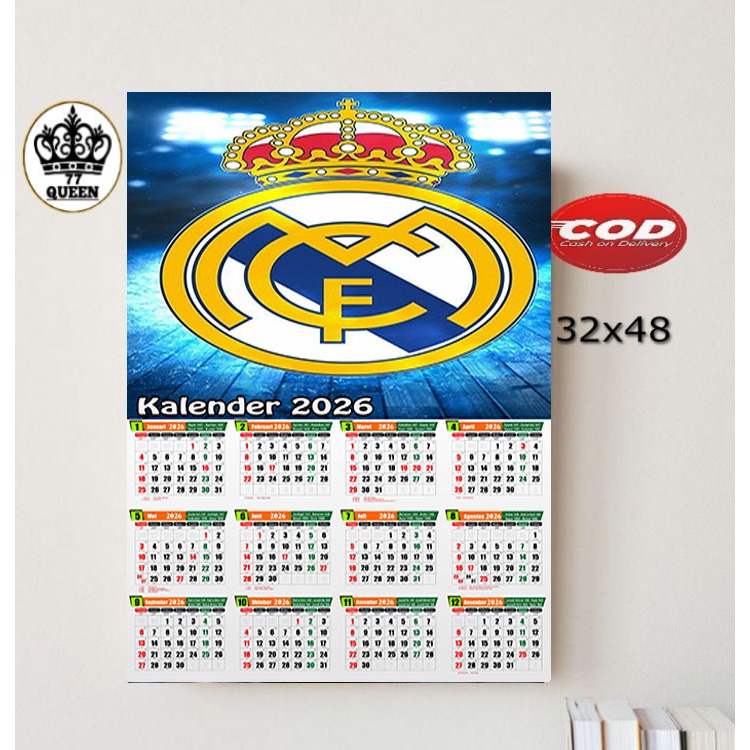 แคลิฟอร์เนียปี 2026/REAL MADRID THEME CALENDAR/REAL MADRID WALL CALENDAR/HOME WALL DECORATION