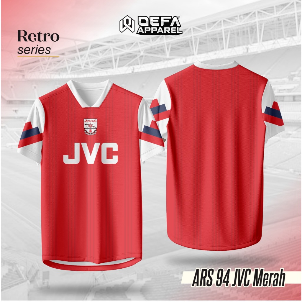 MERAH Retro Jersey ARSENAL 1994 Home Red - Classic JVC Vintage
