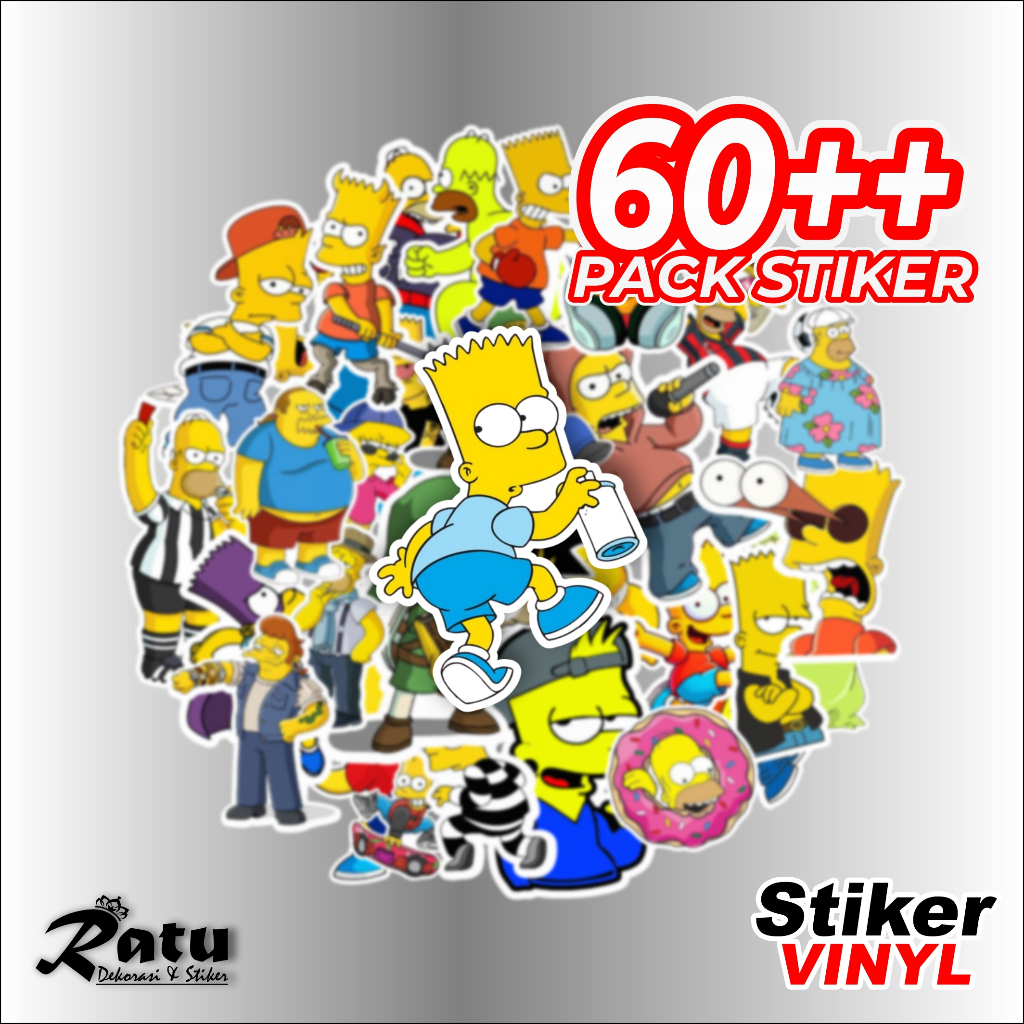 สติ๊กเกอร์ 60 ชิ้น SIMPSON/SPONSBOB/CAT/PURPLR PICTURES - ขวดดื่ม/LAPTOPS/HP