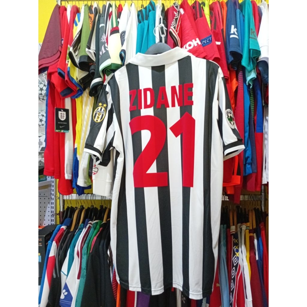 [NAMESET VELVET] RETRO GO JUV ZIDANE 21 LEAGUE ITALY FOOTBALL JERSEY