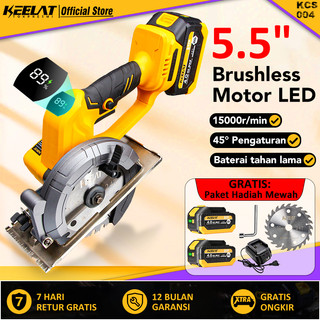 KEELAT-KCS004 Brushless 5.5 Inch Mesin Potong Kayu Gergaji Circular Saw  Cordless LXT Baterai