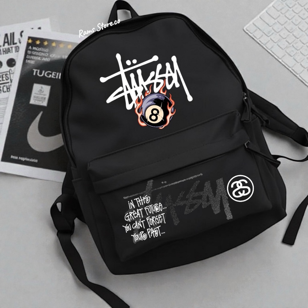 กระเป๋าเป้ผู้ชาย Stussy Edgy 2025 กระเป๋าเป้ STUSSY อินเทรนด์ โลโก้สุดเท่ Viral ล่าสุด