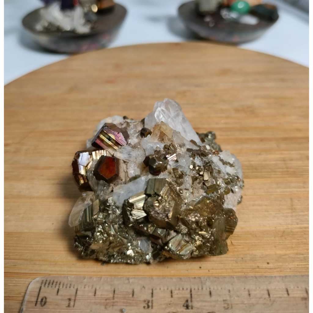Natural Golden Cube Pyrite Cluster Nusantara คุณภาพสูงสุด (2)