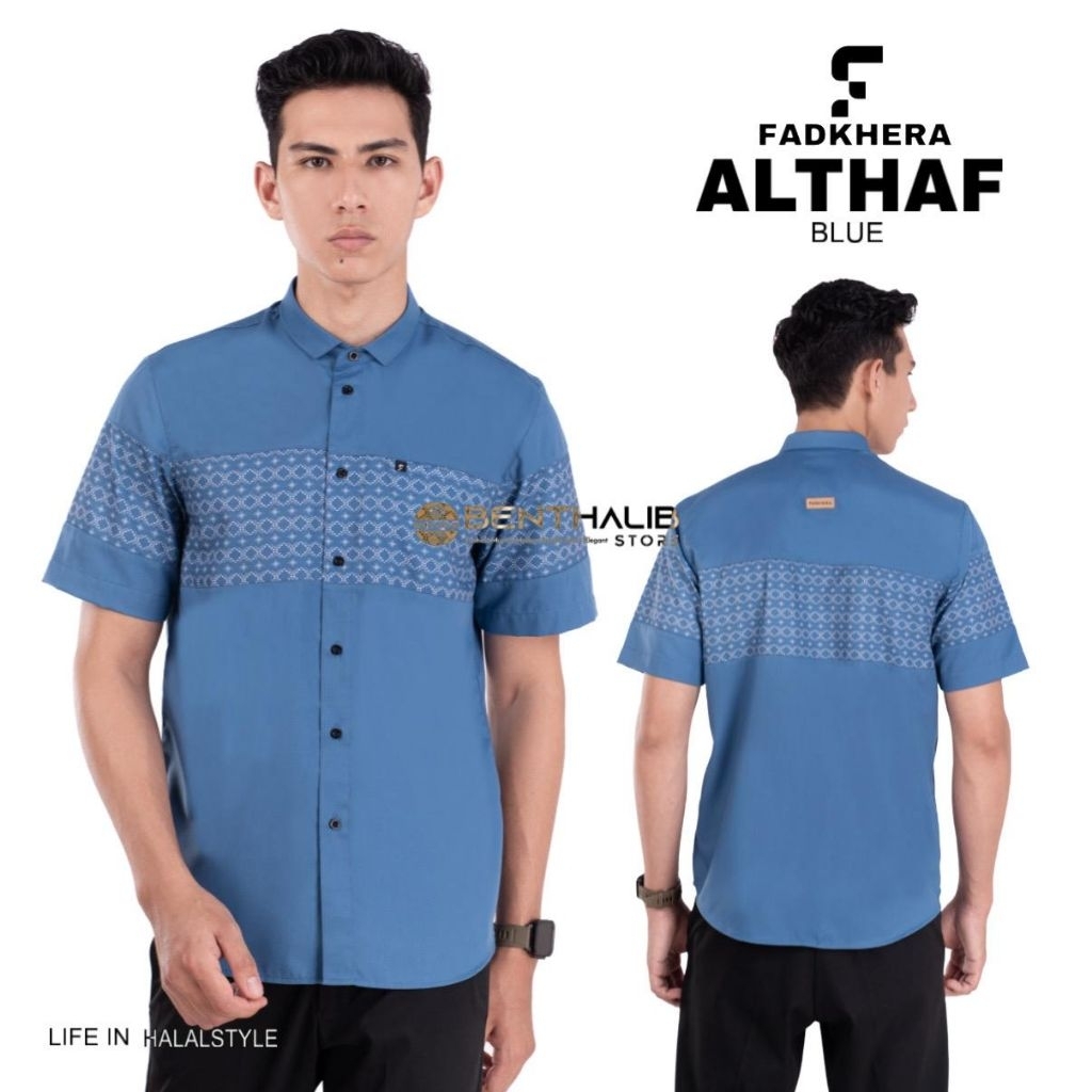 Fadkhera Althaf Short Modern Kemko Shirt for Adult Men, Short Sleeve Slimfit