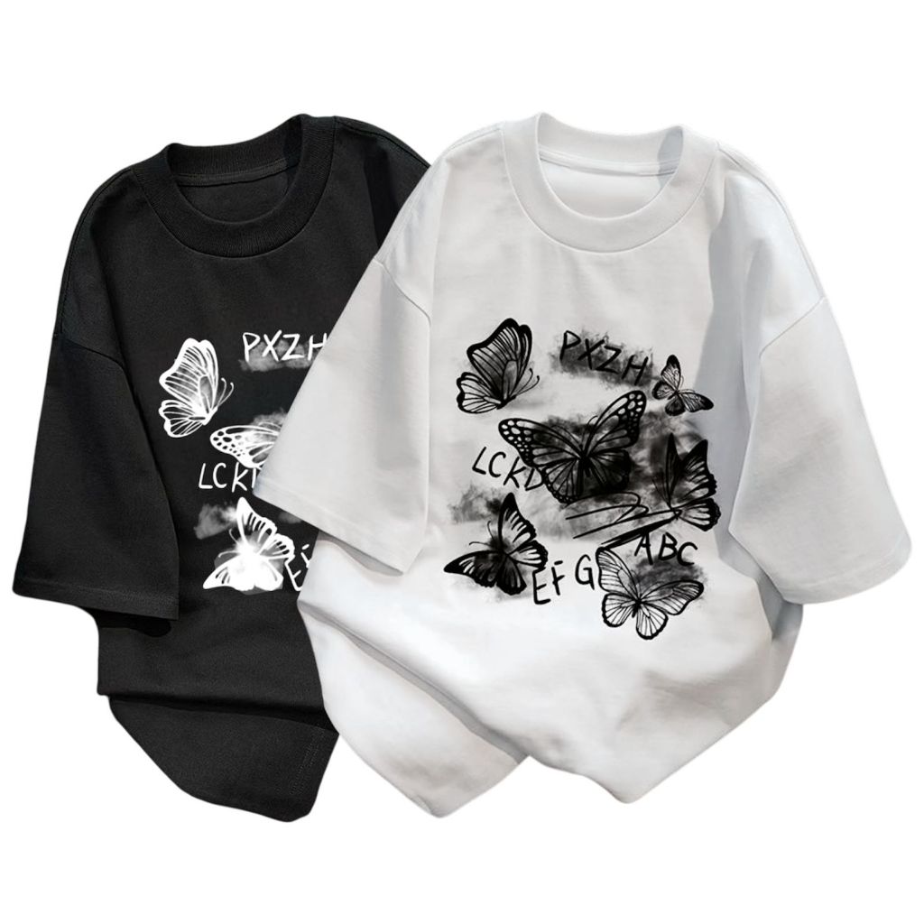 The Pink Store เสื้อยืด Vintage Butterfly Shadow
