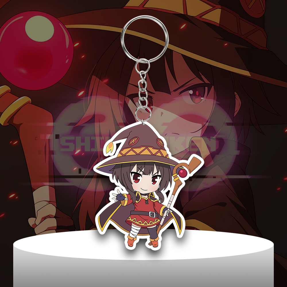 GANTUNGAN Konosuba พวงกุญแจอนิเมะ - Megumin - พวงกุญแจอะคริลิค - พวงกุญแจอะคริลิค