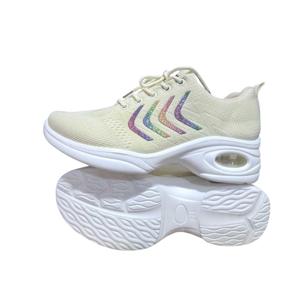 รองเท้าผู้หญิง (KC4S) รองเท้าผ้าใบครีม LINE DANCE DANCE DANCE JOGGING SPORTS