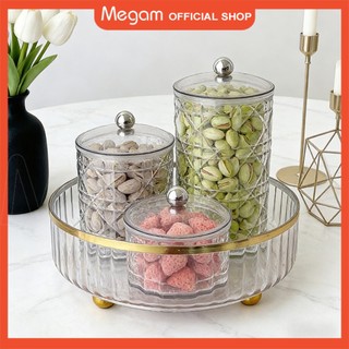 Megam Toples Wadah Crystal Penyimpanan Snack / Cemilan Hari Raya Toples Aesthetic HSB875A