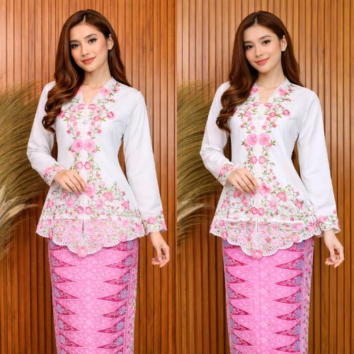 Modern Betawi Encim Kebaya ปักดอกไม้ / Womens Kerancang Kebaya in Choice of Colours
