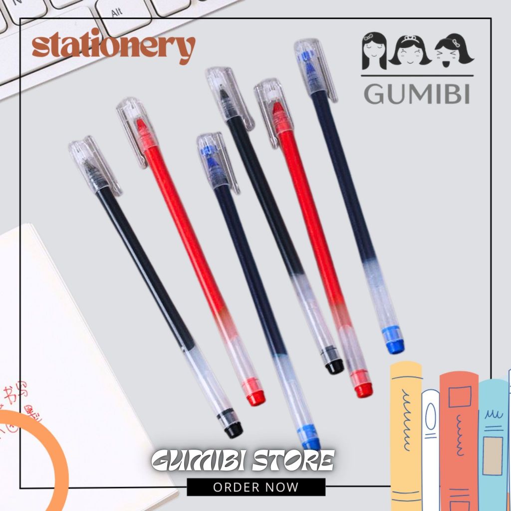 MERAH MIMI GEL PEN 0.5MM BLACK BLUE RED INK GEL PEN BALLPOINT GEL INK PEN