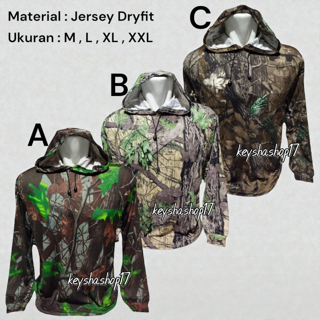 Camo Hoodie เสื้อยืด Camo Hunting เสื้อยืด Dryfit Jersey วัสดุ