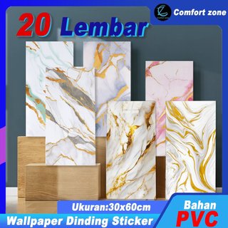 Comfort Zone - Paket 10 Lembar  Wallpaper Dinding Vinyl Marmer 30x60cm / Stiker Keramik Marble Granit