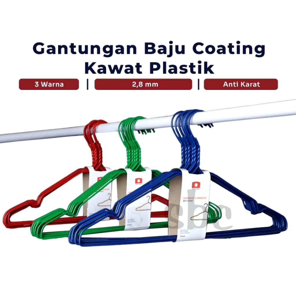 GANTUNGAN ANTI-RUST CLOTHES HANGER, STRONG, DURABLE PVC COATING, BRIGHT COLOR, AESTHETIC, NEAT CLOTH