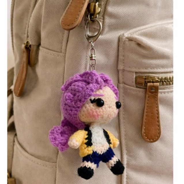 GANTUNGAN Kpop Demon Hunter - โครเชต์ Amigurumi Rumi พวงกุญแจตุ๊กตาน่ารัก Huntrix Rumi พวงกุญแจตุ๊กต