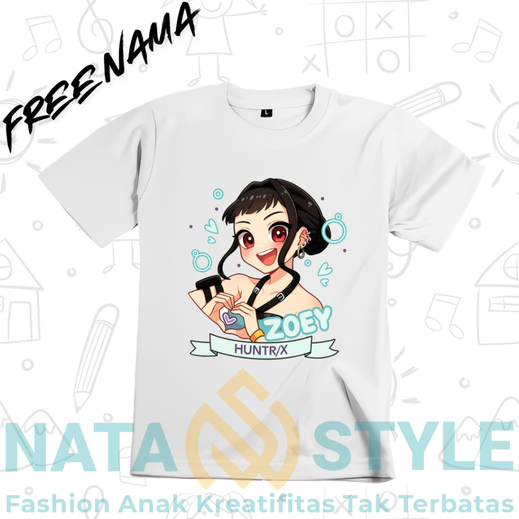 Zoey K-pop Demon Hunters เสื้อยืดเด็ก I ล่าสุด Zoey K-pop Demon Hunters เสื้อผ้าเด็กฟรี NAME