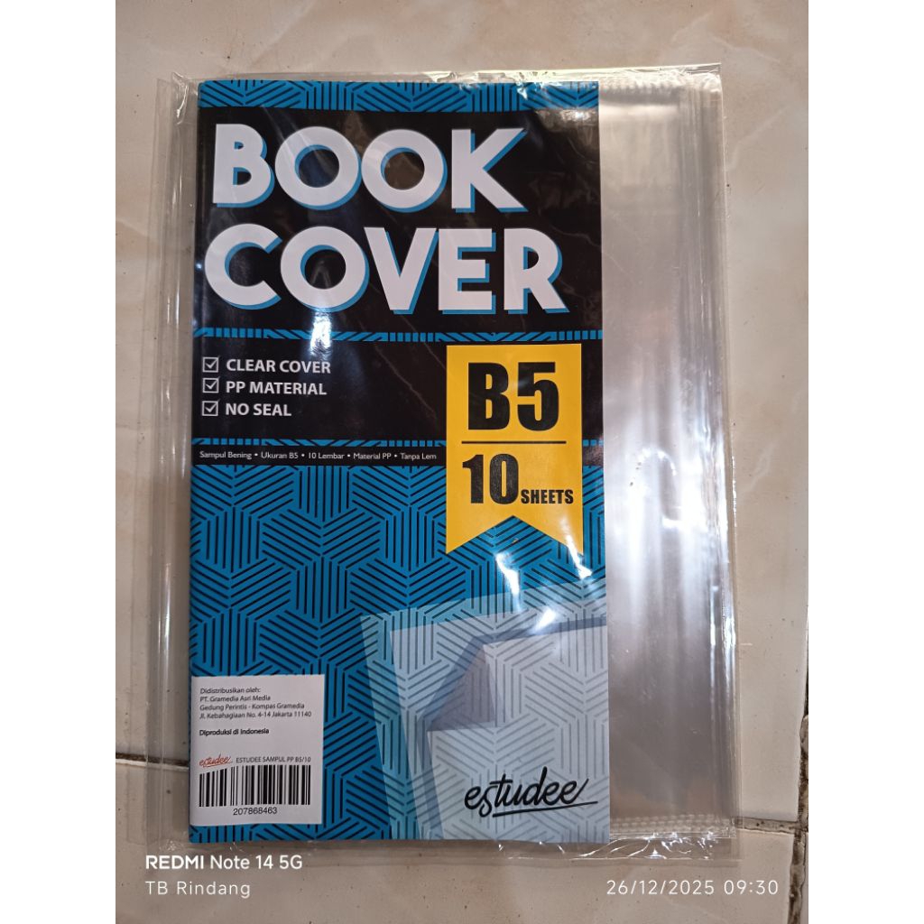 ปกหนังสือ SIZE B5 คูปอง 10 แผ่น ESTUDEE GRAMEDIA BRAND CLEAR BOOK COVER SIZE B5 10 แผ่น
