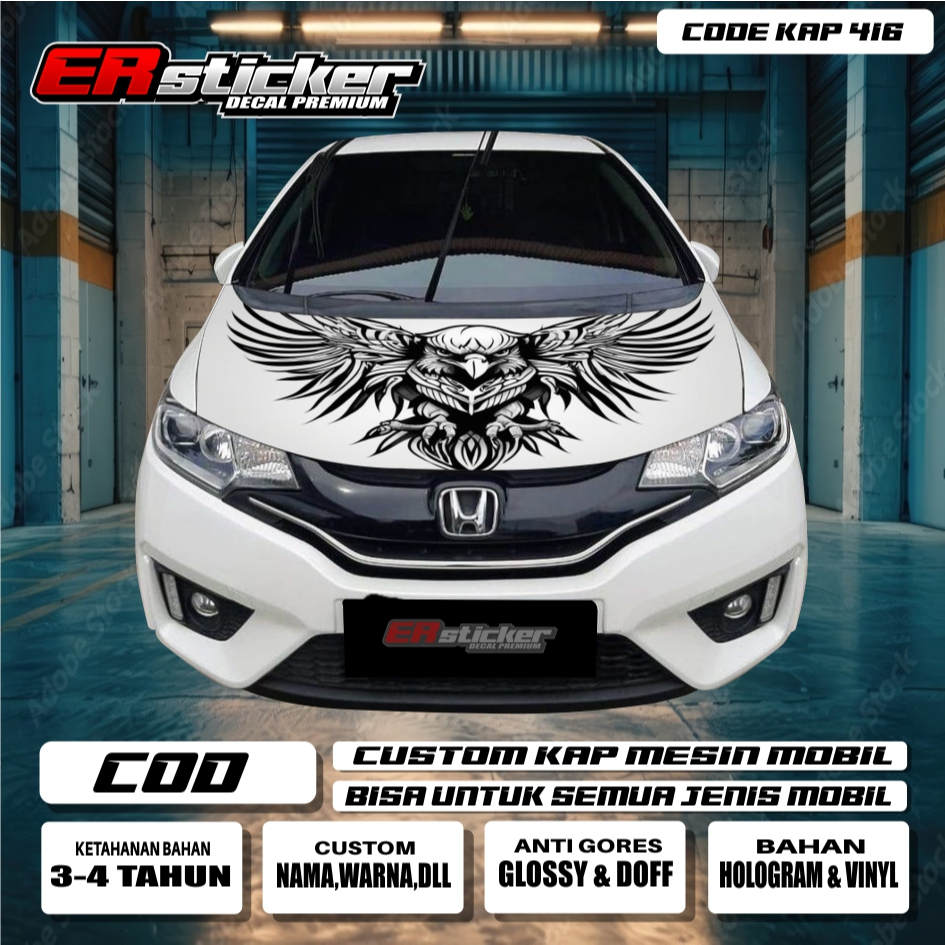 MESIN GARUDA ANIMATION ENGINE HOOD STICKER สําหรับทุกประเภทของรถยนต์ฟรี CUSTOM / CAP 416 - หมวก 420