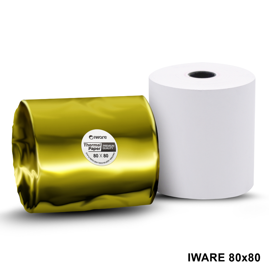 กระดาษเทอร์มอล IWare 80 มม. x 80 มม. สําหรับเครื่องพิมพ์แคชเชียร์