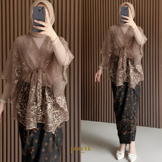 PIAMOUR | GHINA Baju Kondangan Wanita Kekinian Remaja Hijab Non Hijab One Set Kebaya Modern Brokat Wisuda Tunangan Lamaran Bridesmaids Jumbo
