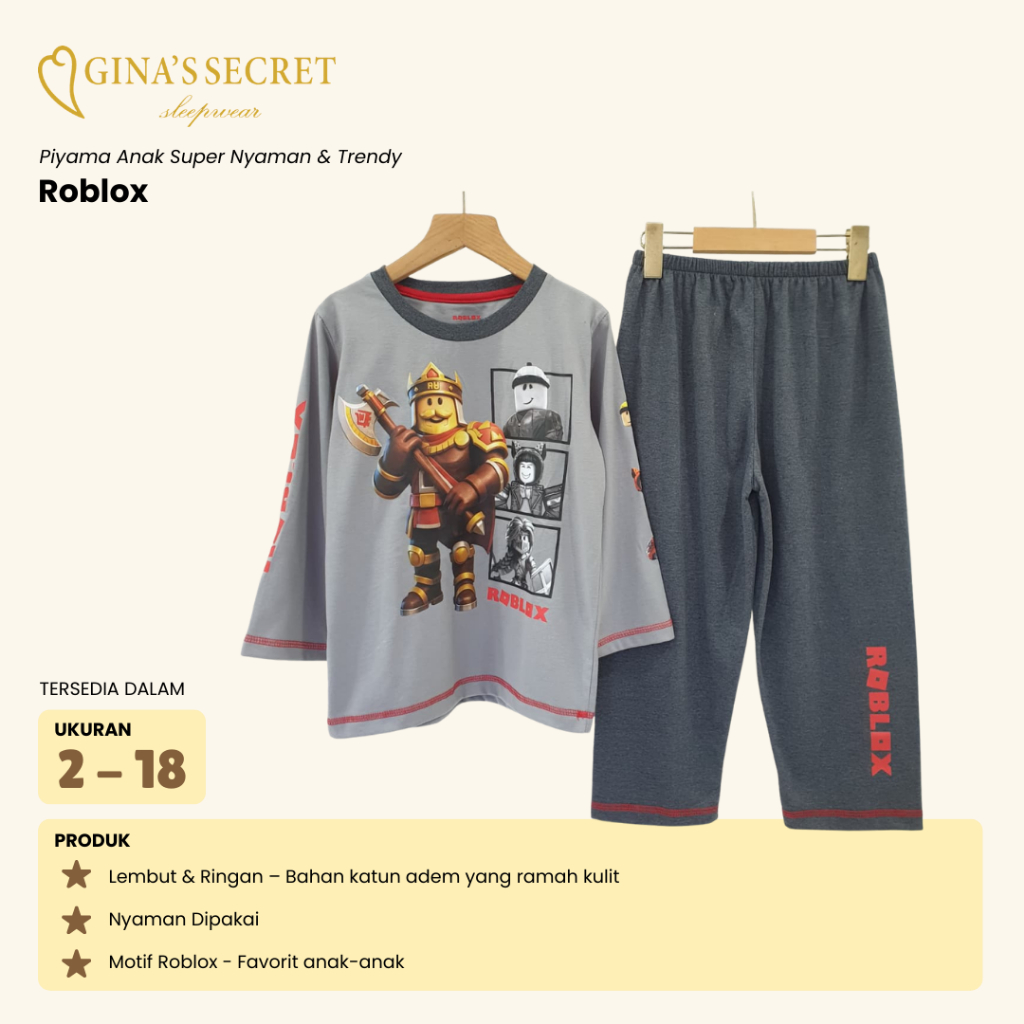 ชุดนอนเด็กผู้ชาย // Roblox - Ginas Secret - ไซส์ 2 -18