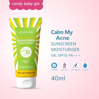 (40ml) Azarine Calm My Acne Sunscreen Moisturiser SPF35 PA+++ - Kulit Berminyak Berjerawat Sensitif