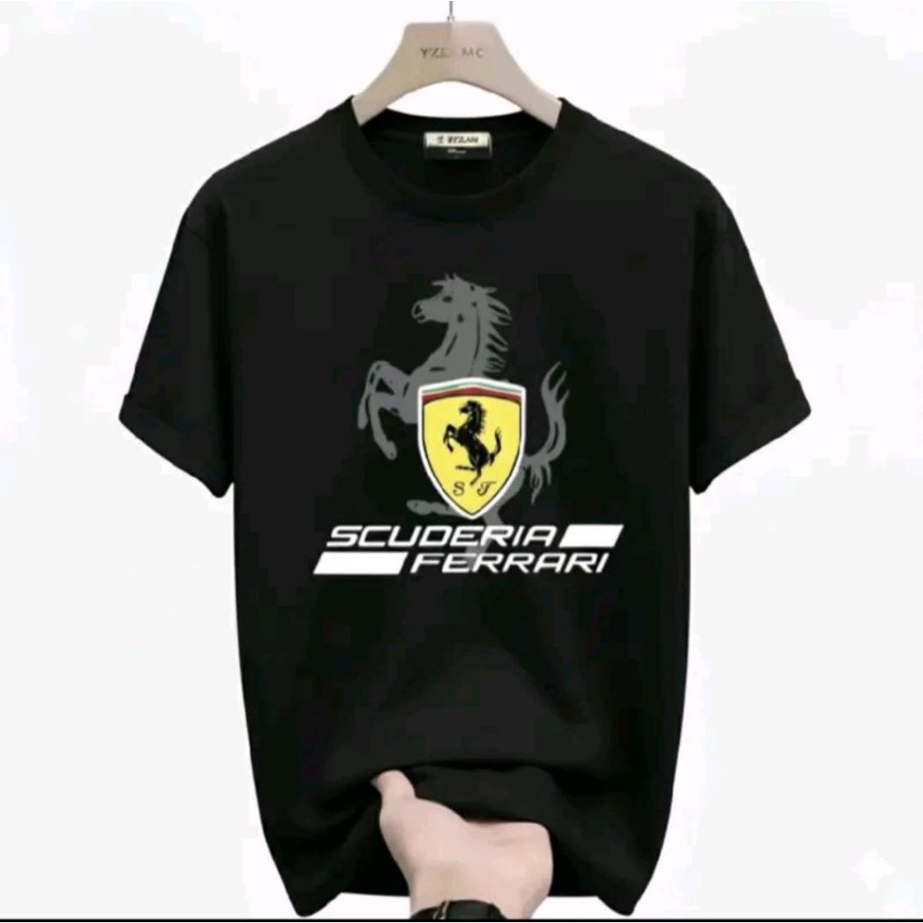 เสื้อยืด Bigzize มีโลโก้ม้า Ferrari เสื้อยืด Jumbo Distro 7XL 6XL 5XL 4XL 3XL 2XL XL, เสื้อยืดขนาดให