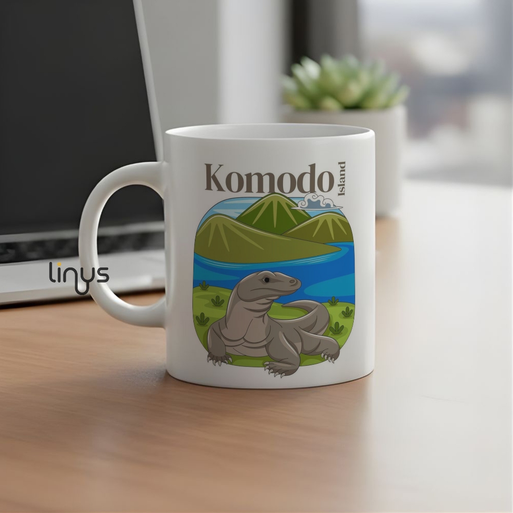 Landmark Mug Komodo Island Komodo ของที่ระลึก Mug NTT อินโดนีเซีย