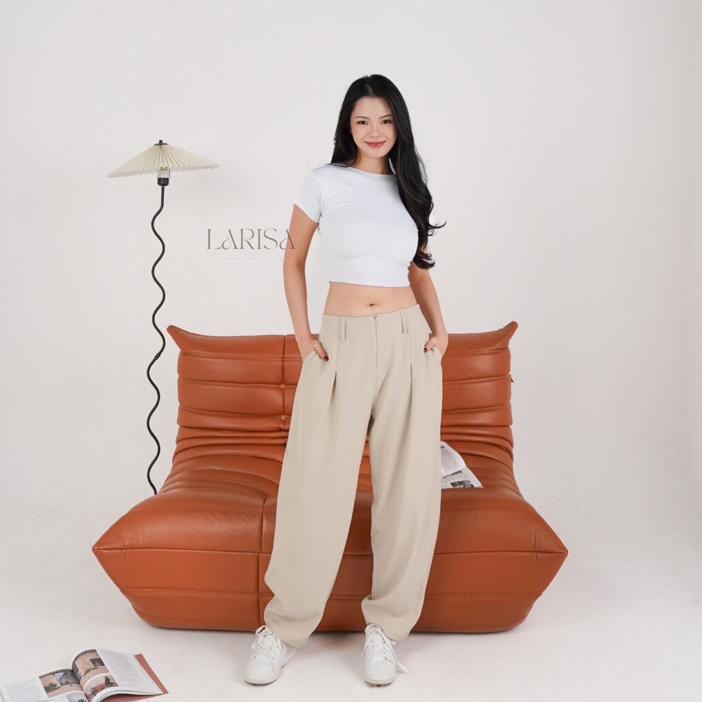 Larisa - Barrel Pants Curvea - เอวสูงผู้หญิง Barrel Baggy Baggy Stylish Casual Premium Pants
