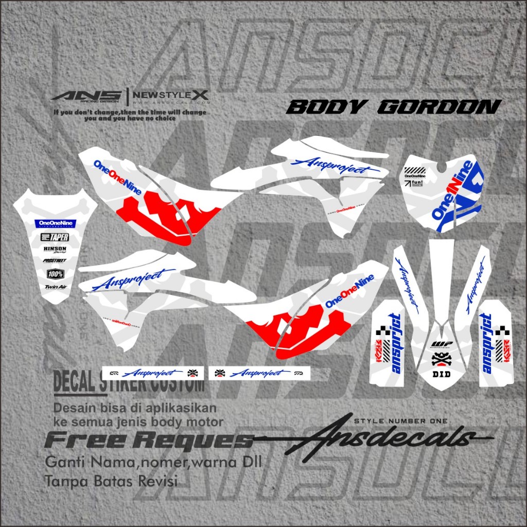 สติ๊กเกอร์รูปลอก KLX GORDON FULL BODY DECAL GORDON DECAL STICKER VARIATION KLX GORDON ฟรี REQUEST