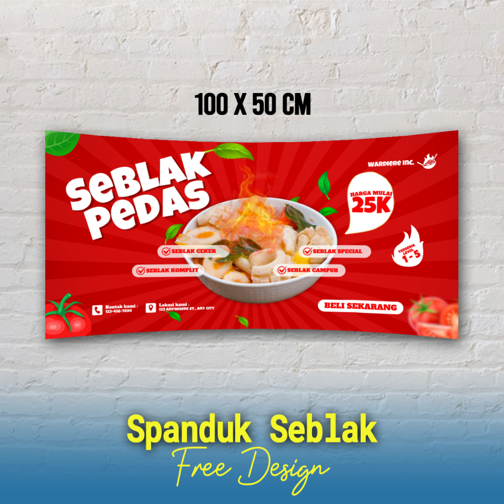 แบนเนอร์ Seblak รสเผ็ด, แบนเนอร์ Seblak, แบนเนอร์ Seblak แบบกําหนดเอง, แบนเนอร์ Seblak ขนาดต่างๆ, แบ