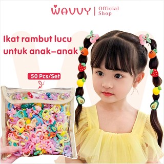 Wavvy Set Ikat Rambut Gaya Korea Aksesoris Rambut Gadis-gadis Lucu 50 Pcs Ikat Rambut Anak-anak Yang Modis