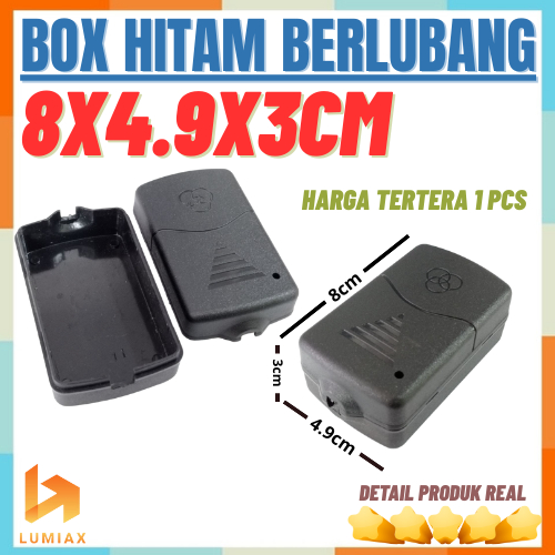 ด้านหลังกล่องสีดําพร้อมกล่องพลาสติกขนาด L8CM, L4,9CM, H3CM