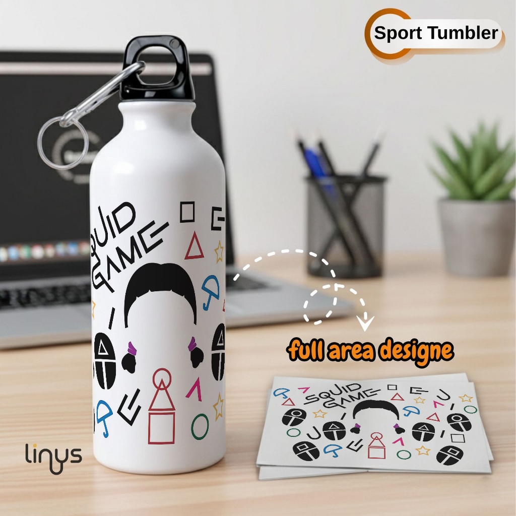 Squid Game Icon Series Sport Bottle Squid Game Linus สัญลักษณ์และภาพประกอบ