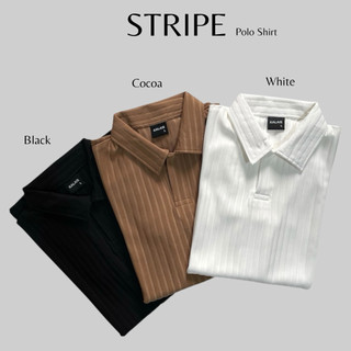 KALAIS Stripe Polo Shirt Knit Pria Slim Fit
