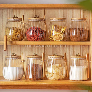 Aesthetic Japanese Glass Storage Jar | Toples Kaca Kedap Udara | Toples Kue Teh Kopi Tutup Estetik