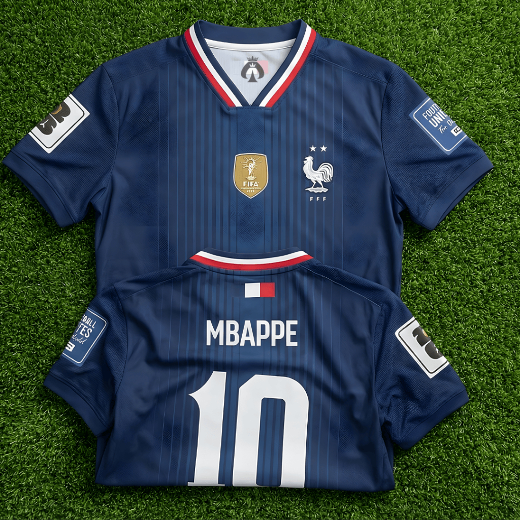 KQ Jersey France 2026 Mbappe 10 Fullprint – Custom Name & Number | เสื้อฟุตบอลทีมชาติฝรั่งเศสสําหรับผู้ใหญ่และเด็ก | 2026 ฟุตบอลโลก | Pildun 2026 เสื้อเจอร์ซีย์แฟนตาซีฝรั่งเศส