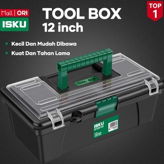 ISKU Tool Box Mini 12 Inch Kotak Perkakas Plastik PP Tebal Anti Pecah Storage Box Portable Serbaguna Tempat Alat Tukang Baut Koper Penyimpanan Kotak Pancing Tamiya Jahit Obat P3K Wadah Kuat Praktis Rumah Tangga Bengkel